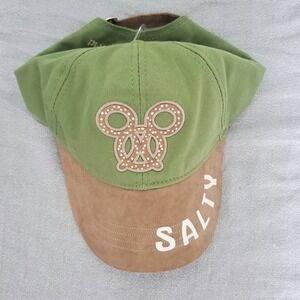 Disney Parks Mickey Mouse Pretzel Salty Baseball Cap Olive Green Tan NWT Adult